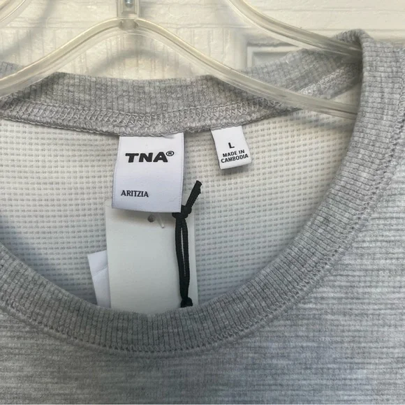 Aritzia Light Gray Long Sleeve Dress Soft-brushed jersey maxi dress size Large - Picture 3 of 8